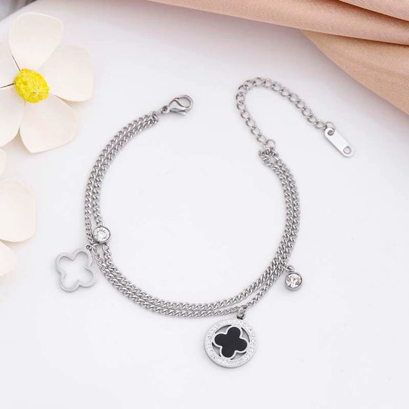 Titanium Steel Fourleaf Clover Electroplated Bracelet Jewelry For Women And Unisex