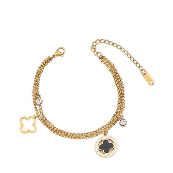 Titanium Steel Fourleaf Clover Electroplated Bracelet Jewelry For Women And Unisex