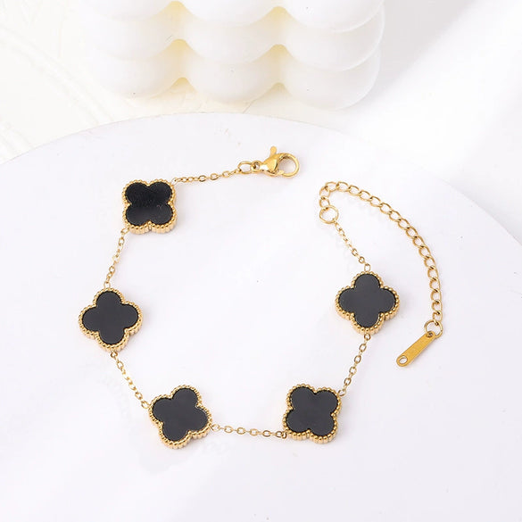 Titanium Steel Fourleaf Clover Electroplated Bracelet Light Luxury Style