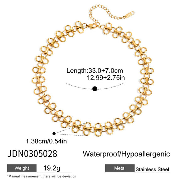 Titanium Steel Fourleaf Clover Geometric Necklace For Women With Electroplating