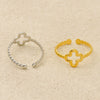 Titanium Steel Fourleaf Clover Geometric Ring Women's Open Adjustable Electroplated Fashion Simple