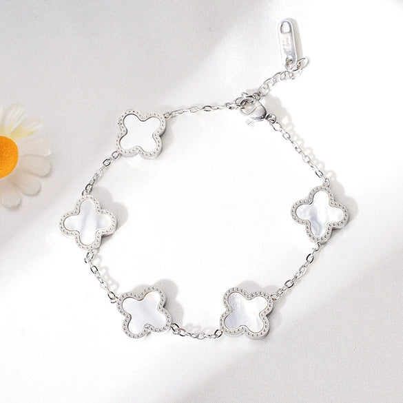 Titanium Steel Fourleaf Clover Jewelry Set For Women Electroplated