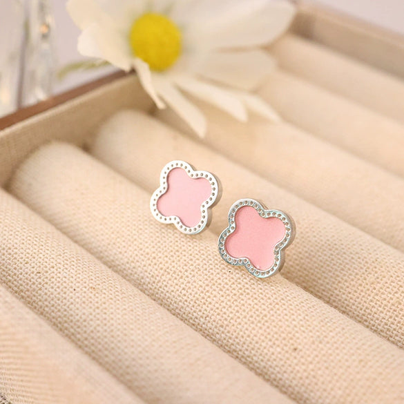 Titanium Steel Fourleaf Clover Jewelry Set For Women Electroplated