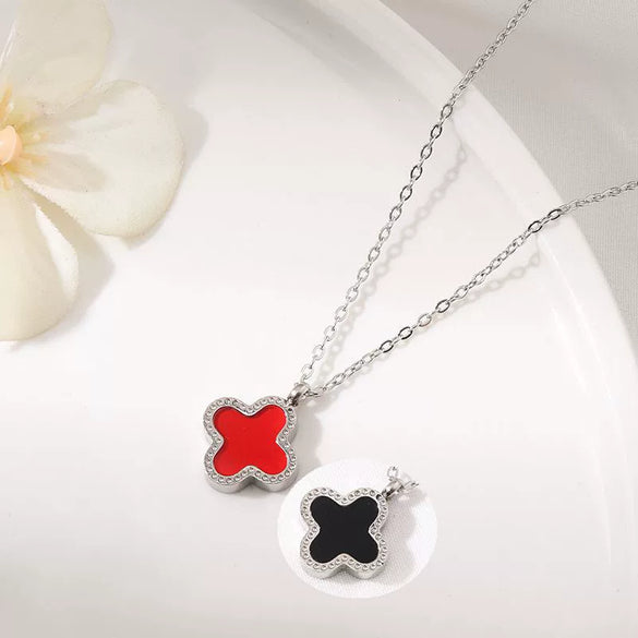 Titanium Steel Fourleaf Clover Jewelry Set For Women Electroplated