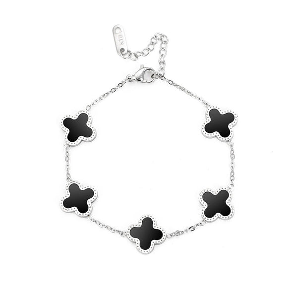 Titanium Steel Fourleaf Clover Jewelry Set For Women Electroplated