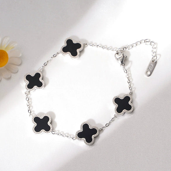 Titanium Steel Fourleaf Clover Jewelry Set For Women Electroplated