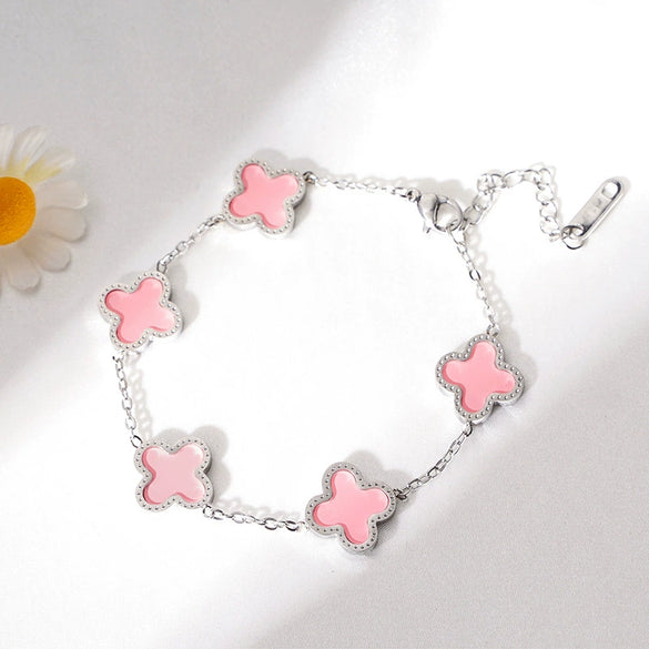Titanium Steel Fourleaf Clover Jewelry Set For Women Electroplated