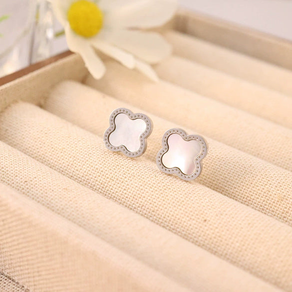 Titanium Steel Fourleaf Clover Jewelry Set For Women Electroplated