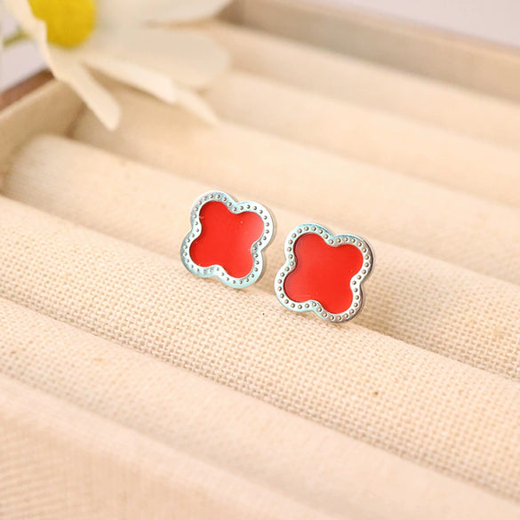Titanium Steel Fourleaf Clover Jewelry Set For Women Electroplated