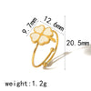 Titanium Steel Fourleaf Clover Opening Adjustable Ring For Women With Heart Star Geometric Animal Zodiac Patterns Electroplated