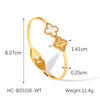 Titanium Steel Fourleaf Clover Spring Opening Bracelet Stainless Steel Electroplated