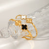 Titanium Steel Fourleaf Clover Spring Opening Bracelet Stainless Steel Electroplated