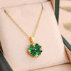 Titanium Steel Fourleaf Clover Zircon Pendant Necklace Mixed Gemstone Inlay Geometric Style Oshaped Chain Jewelry For Women Electroplated