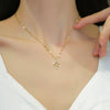 Titanium Steel Fourleaf Flower Geometric Full Diamond Women's Necklace