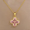 Titanium Steel Fourleaf Flower Jewelry Set With Geometric Pattern And Electroplating For Women