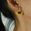 316L Stainless Steel French Retro Geometric Plant Flowers Gold Inlaid Earrings And Necklace Set For Women