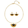 316L Stainless Steel French Retro Geometric Plant Flowers Gold Inlaid Earrings And Necklace Set For Women