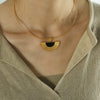 316L Stainless Steel French Retro Geometric Plant Flowers Gold Inlaid Earrings And Necklace Set For Women