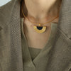 316L Stainless Steel French Retro Geometric Plant Flowers Gold Inlaid Earrings And Necklace Set For Women