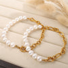 316L Stainless Steel Freshwater Pearl Bracelet And Necklace With Electroplating And Simple Stylish Design