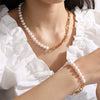 316L Stainless Steel Freshwater Pearl Bracelet And Necklace With Electroplating And Simple Stylish Design