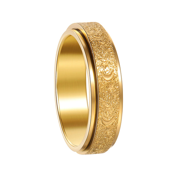 Titanium Steel Frosted Geometric Rotatable Decompression Couple Ring Jewelry