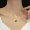 Titanium Steel Fruit Shaped Opalite Diamond Cartoon Geometric Necklace