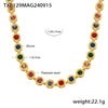 Titanium Steel Full Diamond 3A Zircon Mixed Color Bracelet And Necklace Jewelry Suit With Pvd Vacuum Plating For Women