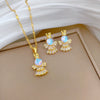Titanium Steel Geometric Angel Aurora Jewelry Set With Electroplating For Women