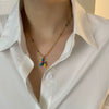 Titanium Steel Geometric Animal Dog Pendant Clavicle Chain With Electroplating Design