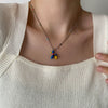 Titanium Steel Geometric Animal Dog Pendant Clavicle Chain With Electroplating Design
