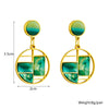 Titanium Steel Geometric Asymmetrical Cut Out Splicing Misaligned Round Earrings With Electroplating Treatment For Women