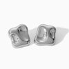 Titanium Steel Geometric Asymmetrical Square Hammer Pattern Electroplated Nonfading Earrings