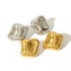Titanium Steel Geometric Asymmetrical Square Hammer Pattern Electroplated Nonfading Earrings