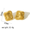 Titanium Steel Geometric Asymmetrical Square Hammer Pattern Electroplated Nonfading Earrings