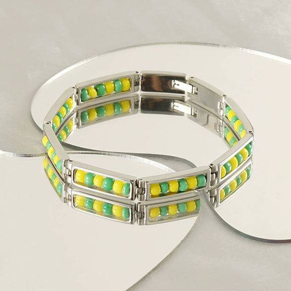Titanium Steel Geometric Beaded Handmade Bracelet