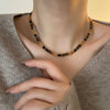 Titanium Steel Geometric Beaded Necklace For Women Light Luxury Niche Lockbone Chain