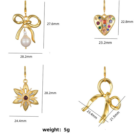 Titanium Steel Geometric Bow Heart Pendant Necklace Vacuum Electroplated