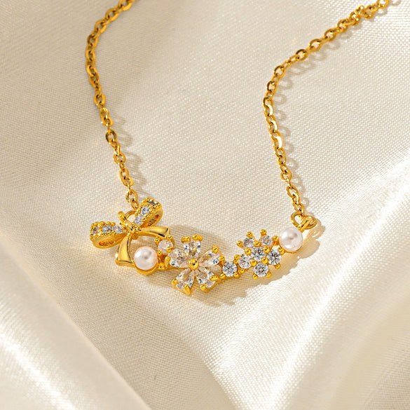 Titanium Steel Geometric Butterfly Clavicle Necklace For Women