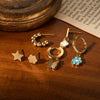 Titanium Steel Geometric Butterfly Flower Retro Fashion Earrings With Electroplating