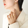 316L Stainless Steel Geometric C Shape Zircon Inlaid Electroplated 18K Gold Earrings