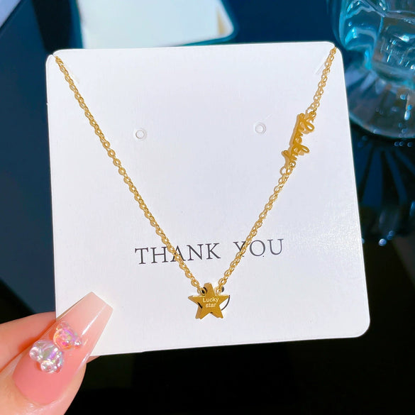 Titanium Steel Geometric Cartoon Style Electroplated Women's And Unisex Star Necklace