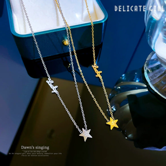 Titanium Steel Geometric Cartoon Style Electroplated Women's And Unisex Star Necklace