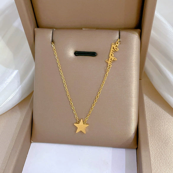 Titanium Steel Geometric Cartoon Style Electroplated Women's And Unisex Star Necklace
