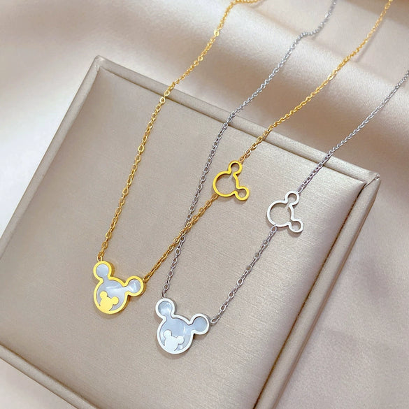 Titanium Steel Geometric Cartoon Style Pendant Necklace For Unisex With Electroplating