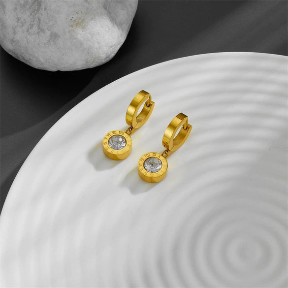 Titanium Steel Geometric Cartoon Style Vacuum Electroplated In Furnace Allmatch Ear Buckle Earrings