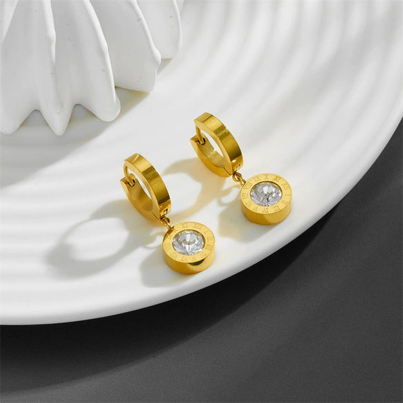 Titanium Steel Geometric Cartoon Style Vacuum Electroplated In Furnace Allmatch Ear Buckle Earrings