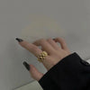 Stainless Steel Geometric Chain Ring For Women Gold Inlaid Hip Hop Style Statement Jewelry
