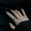 Stainless Steel Geometric Chain Ring For Women Gold Inlaid Hip Hop Style Statement Jewelry