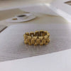 Stainless Steel Geometric Chain Ring For Women Gold Inlaid Hip Hop Style Statement Jewelry
